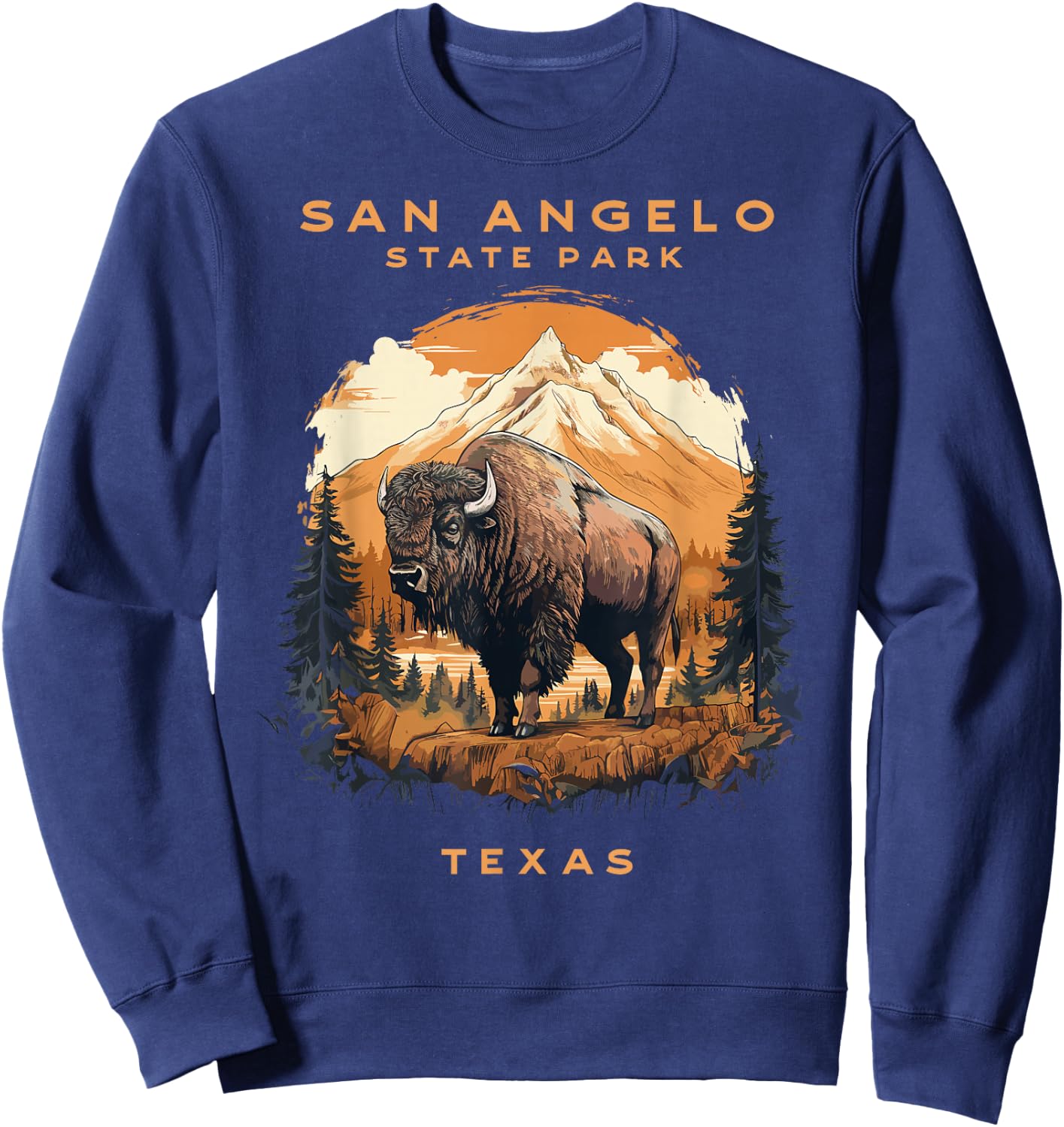 San Angelo Bison State Park Texas Vintage Sweatshirt - Sweatshirt | Navy