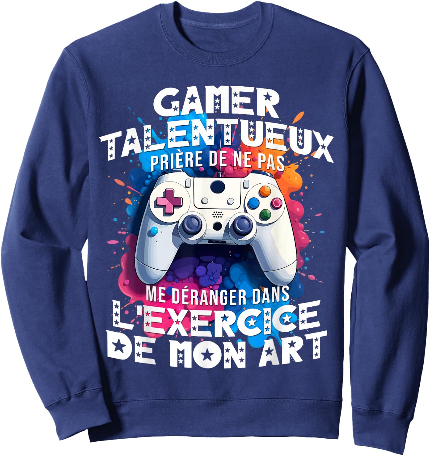Talented gamer geek teen addicted video games console gaming , Black, S Sweatshirt - Sweatshirt | Navy