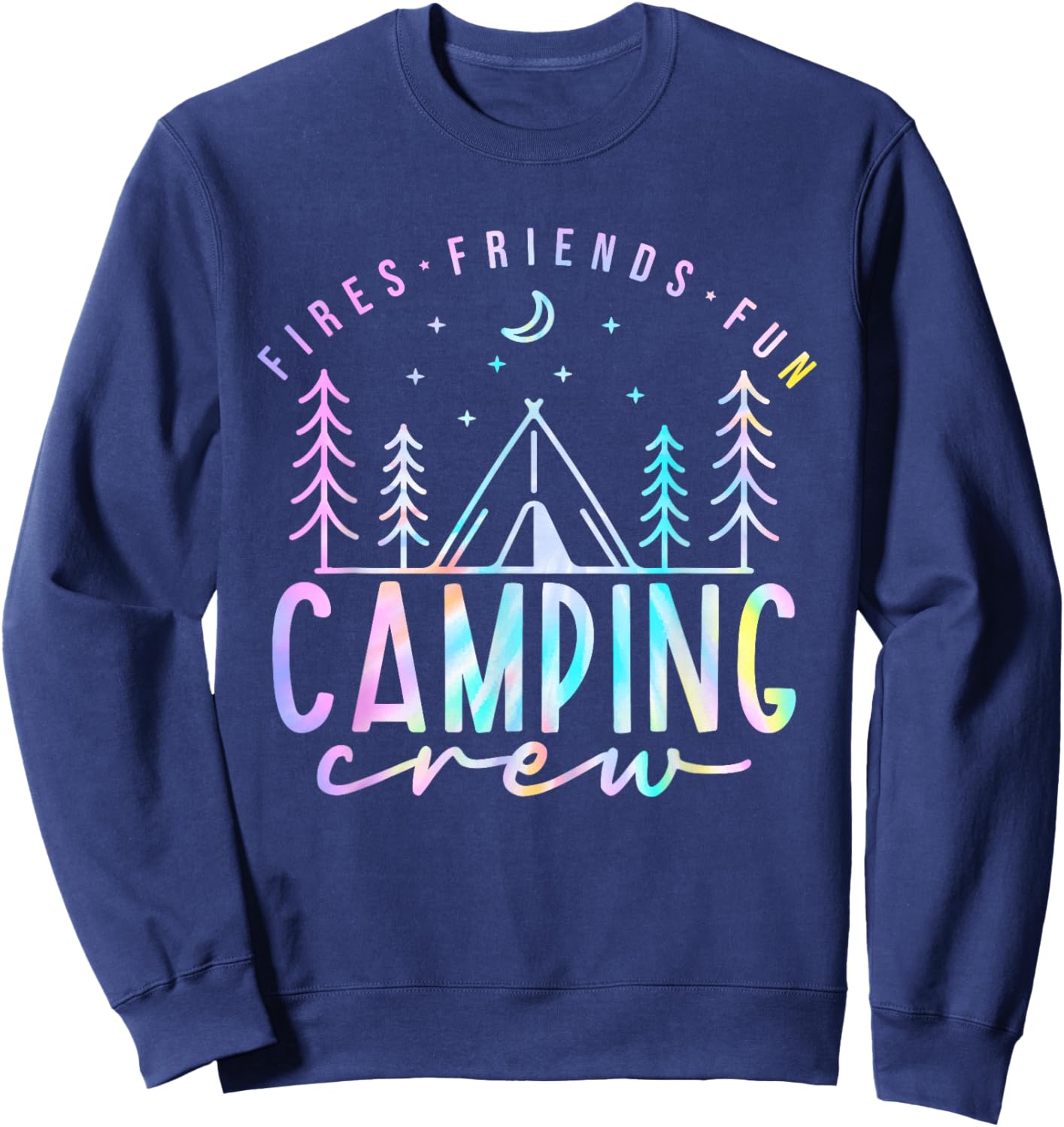 Fires Friends Fun Camping Crew Tie Dye Campfire Group Squad Sweatshirt - Sweatshirt | Navy