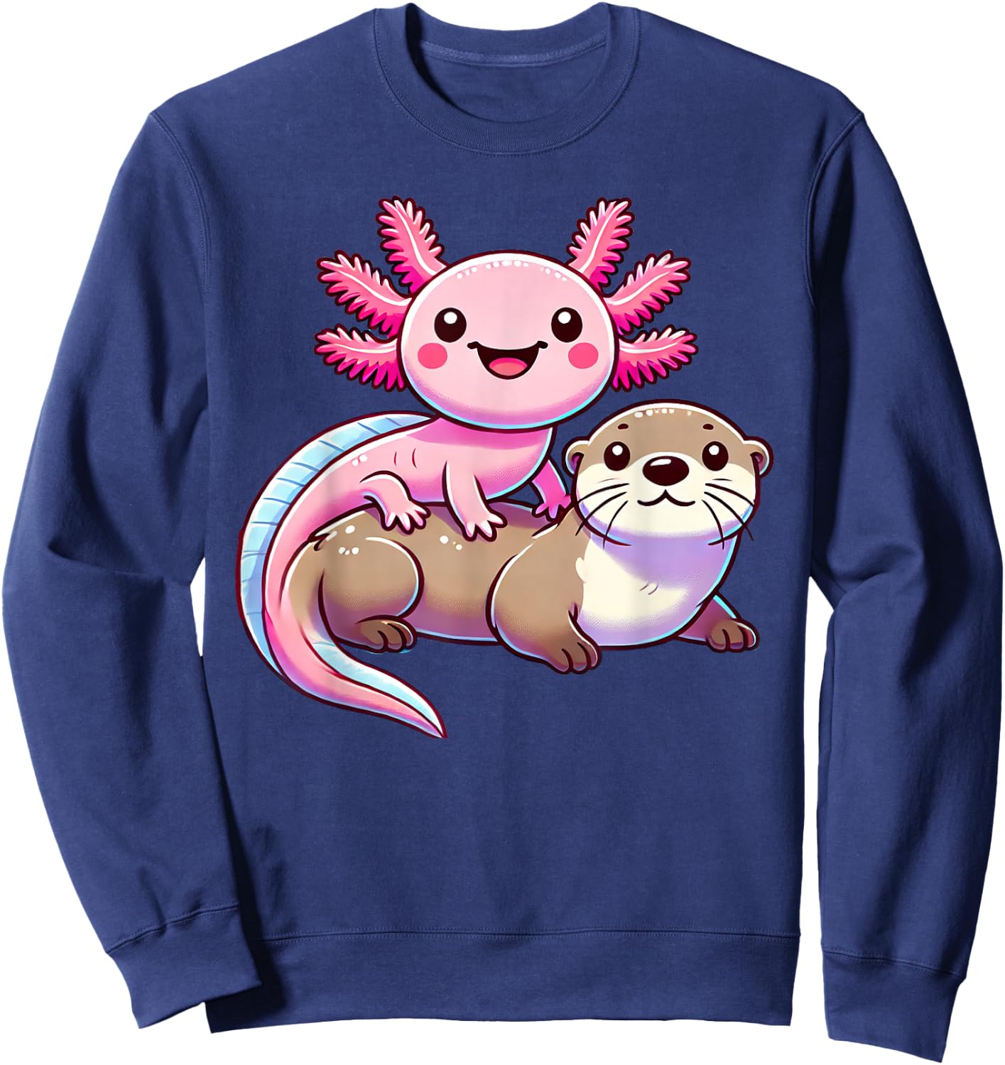 Anime Kawaii Axolotl Otter Sweatshirt - Sweatshirt | Navy