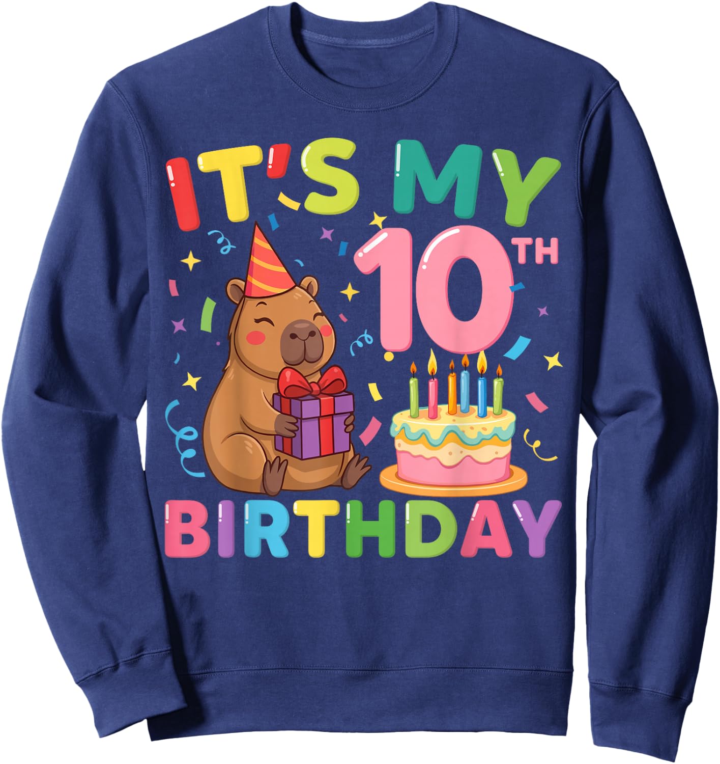 Es ist Mein 10. Geburtstag Capybara, 10 Jahre, Junge, Mädchen, Cappy Sweatshirt - Sweatshirt | Navy