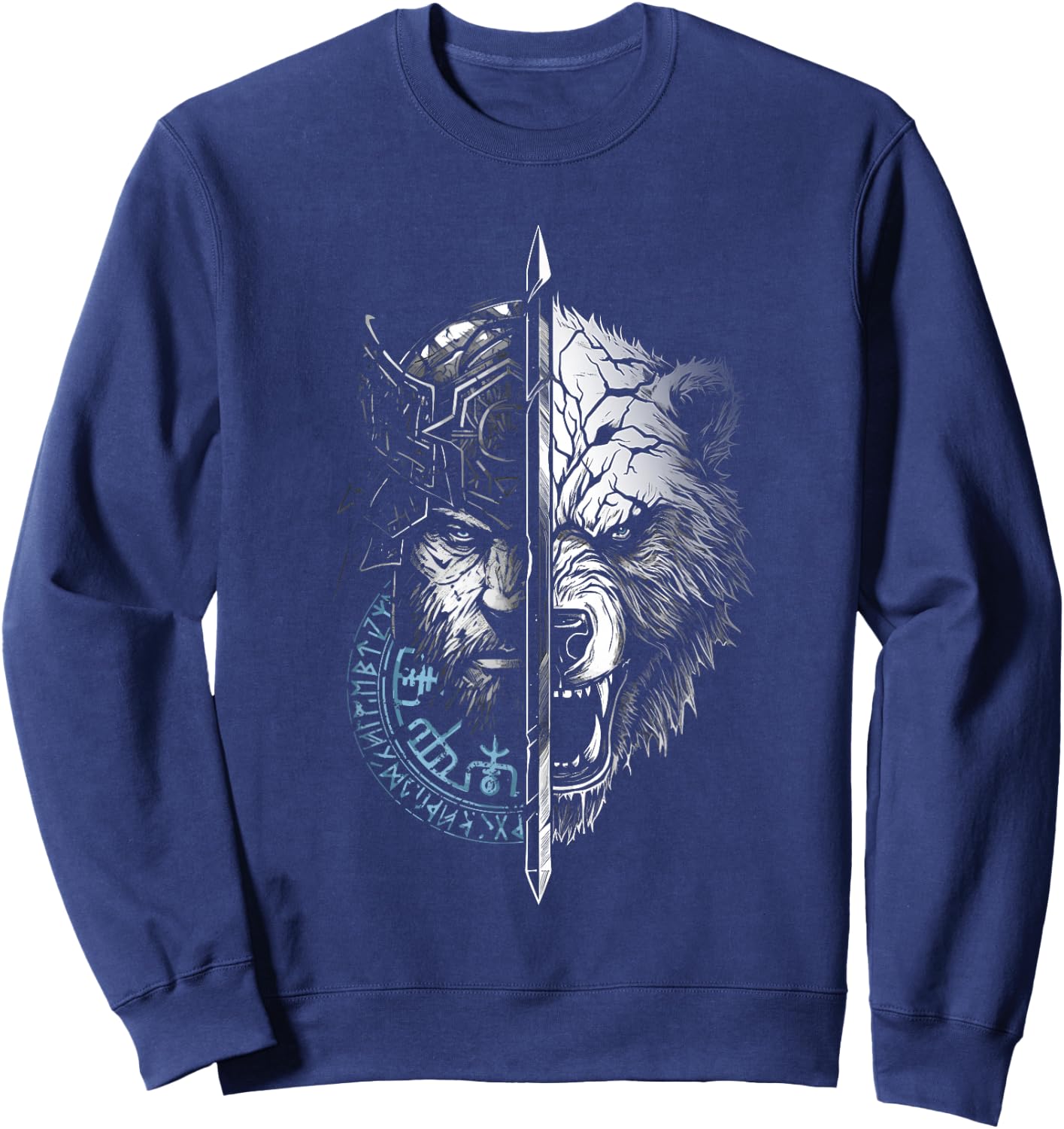 Berserker Bear Warrior Odin Runes Nordic Compass Viking Sweatshirt - Sweatshirt | Navy