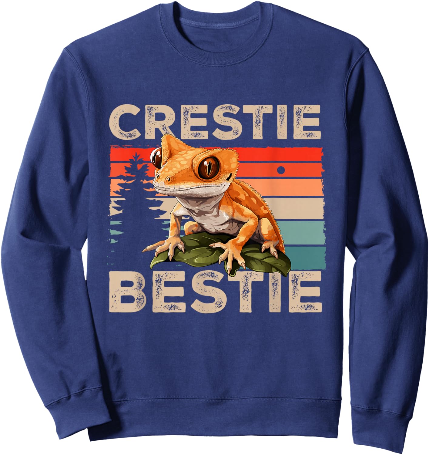 Crested Gecko Reptile - Crestie Bestie Sweatshirt - Sweatshirt | Navy