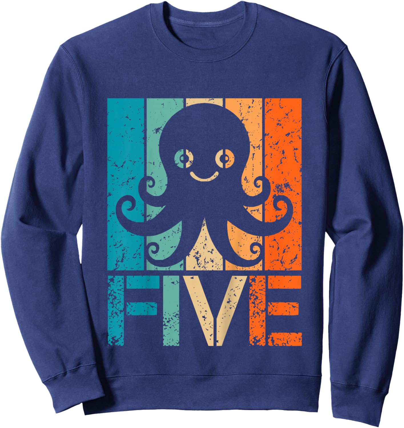 Funny 5th Octopus Birthday 5 Year Old Birthday Octopus Sweatshirt - Sweatshirt | Navy