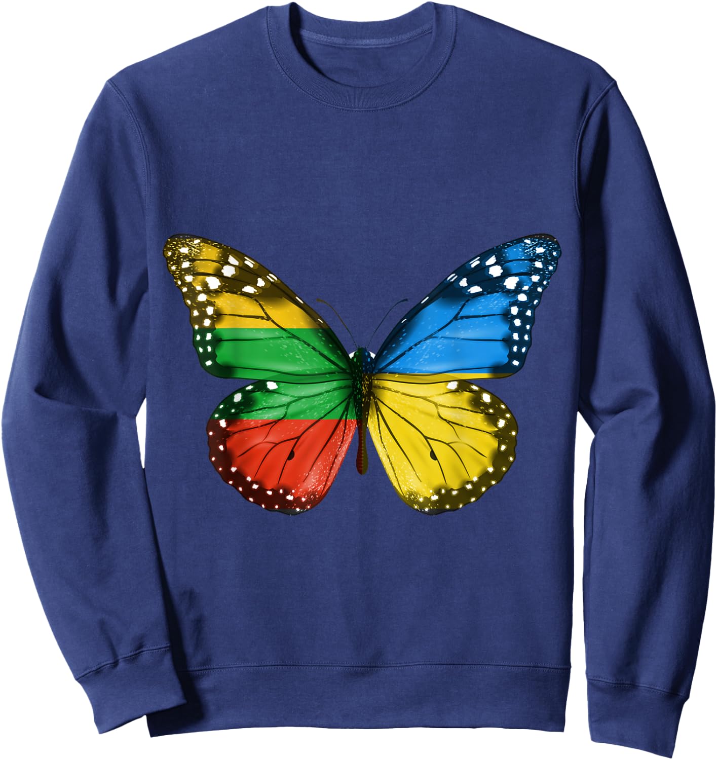 Lithuanian Ukrainian Flag Butterfly Lithuania Ukraine Sweatshirt - Sweatshirt | Navy