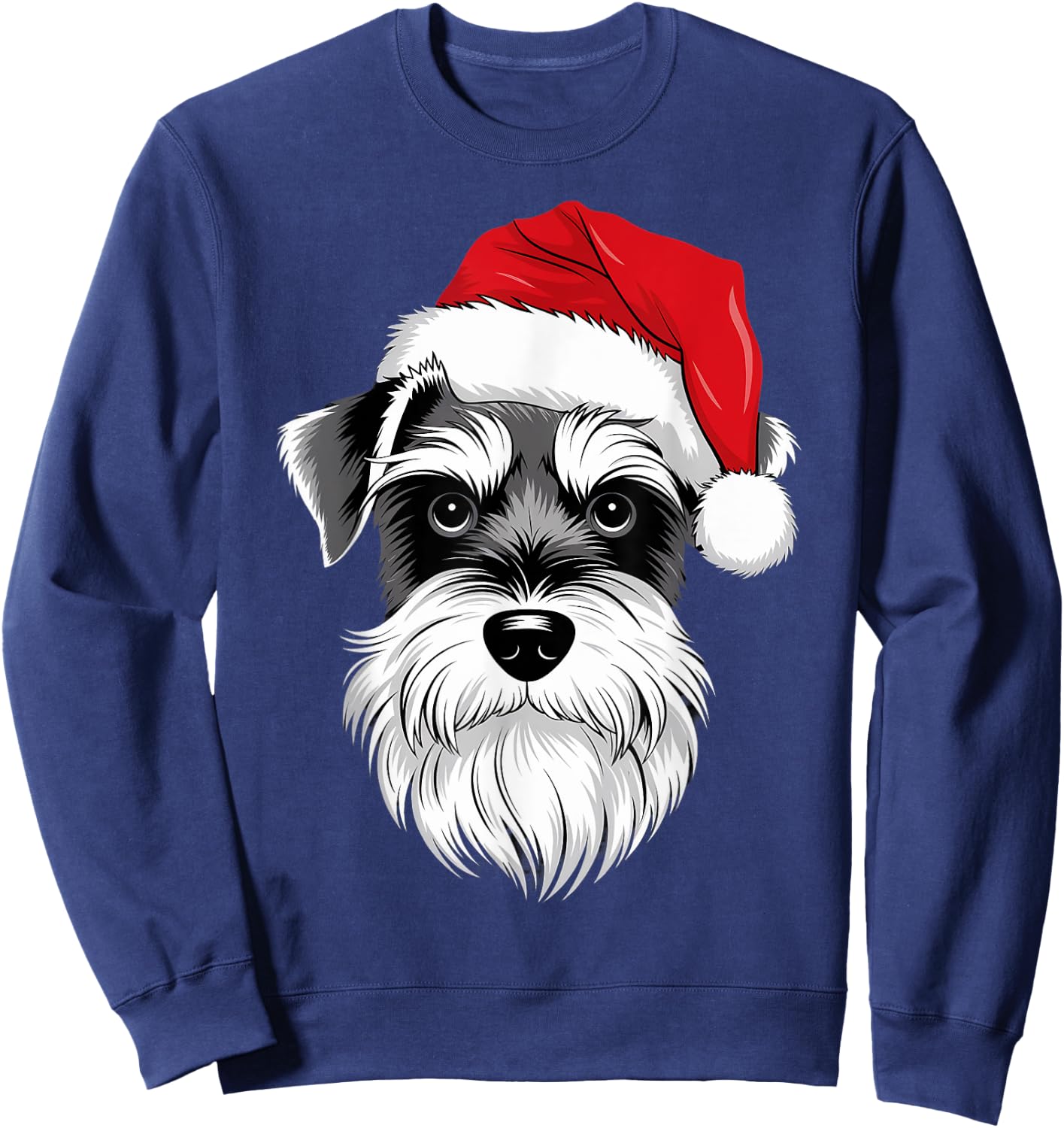 Mini Schnauzer Santa Dog on Miniature Schnauzer Christmas Sweatshirt - Sweatshirt | Navy