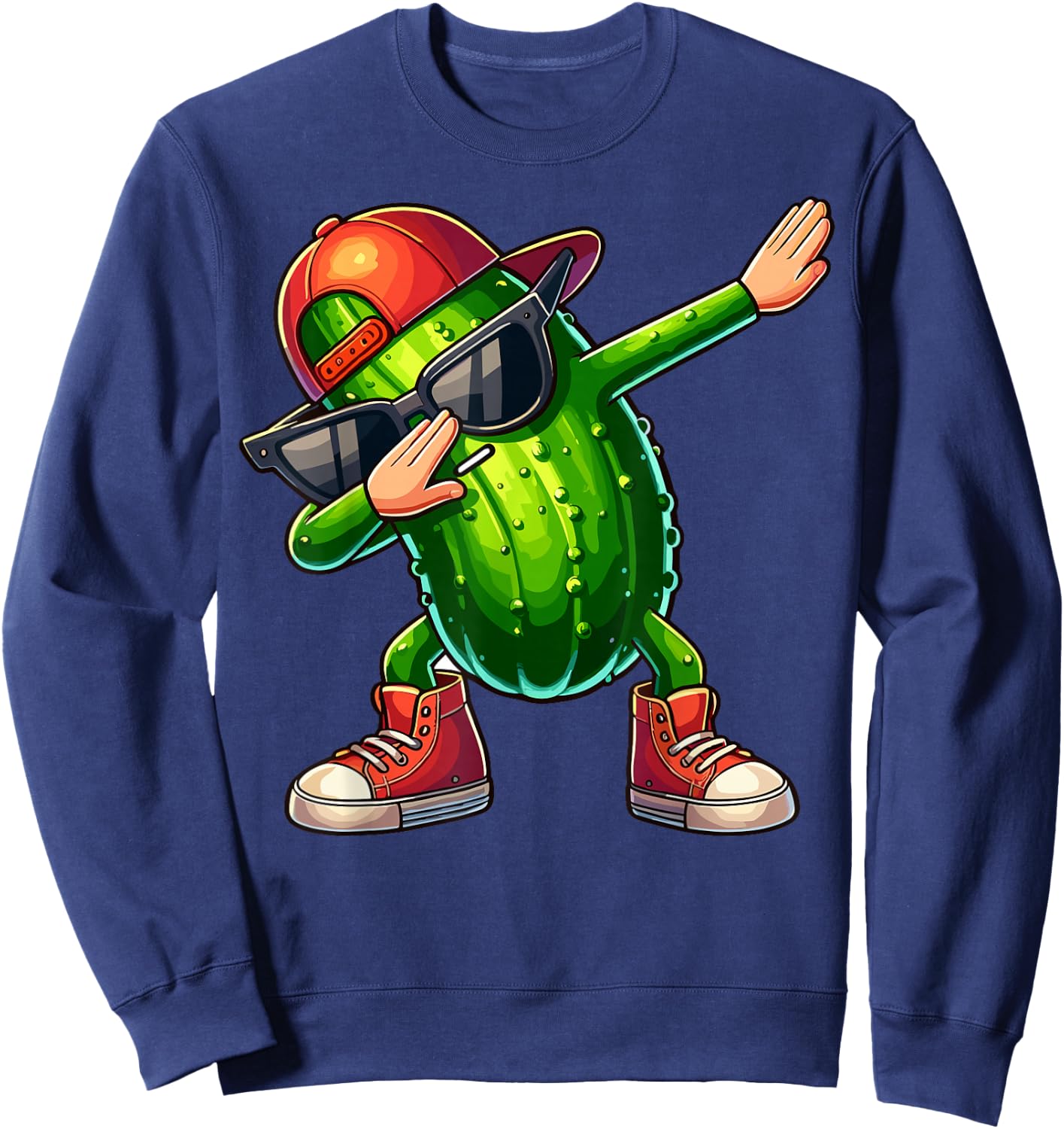 Dabbing Pickle Dancing Cucumber Lover Funny Pickle Sweatshirt - Sweatshirt | Navy
