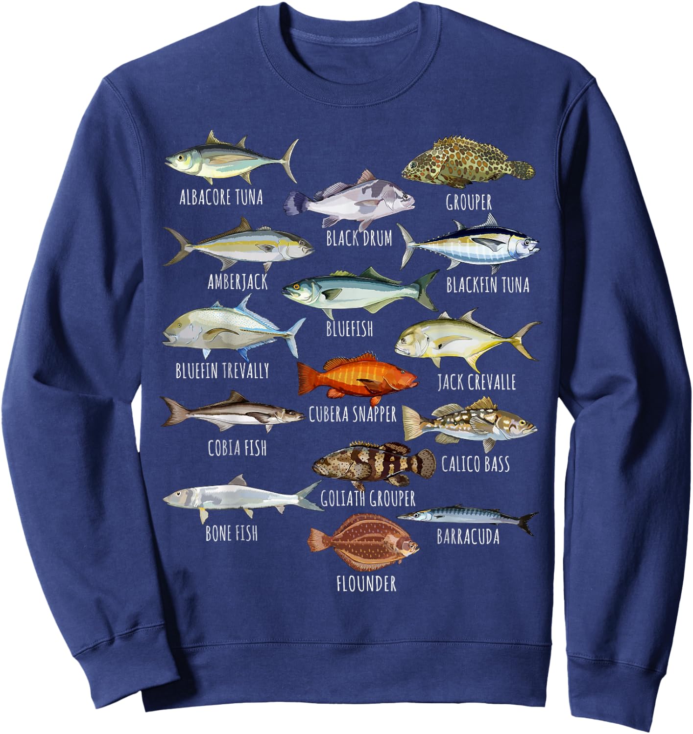 Fish Species Biology Types of Saltwater Fish Fishing Small Sweatshirt - Sweatshirt | Navy