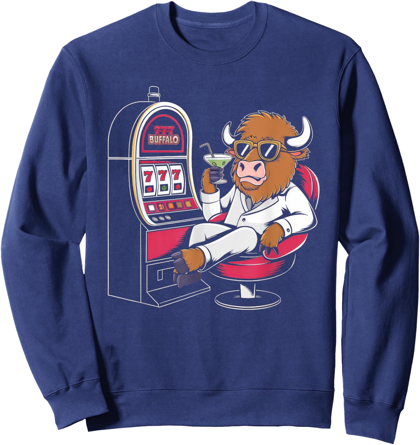 Lucky Buffalo Casino Slot Machine Gambling Gift Gambler Sweatshirt - Sweatshirt | Navy
