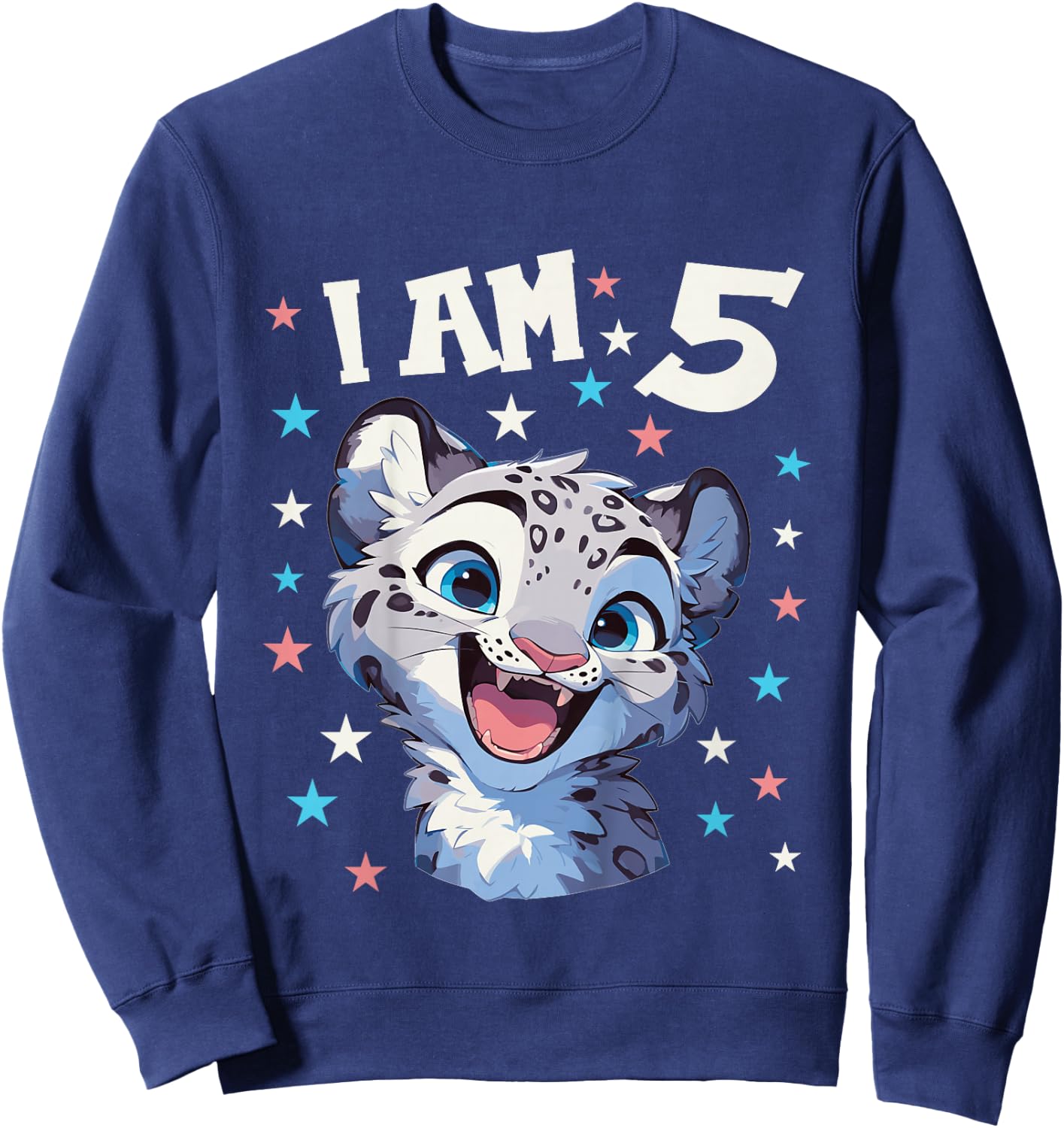 Kids 5 Years old 5 birthday Snow Leopards Boy girl Snow Leopard Sweatshirt - Sweatshirt | Navy