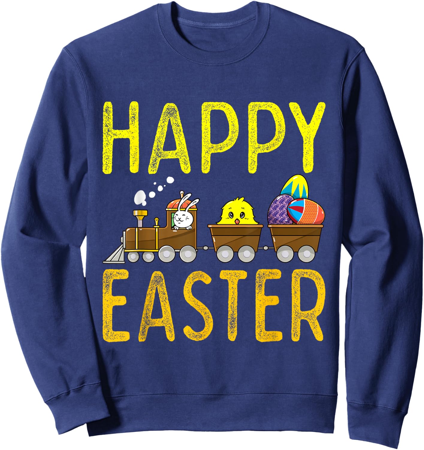 Happy Easter Train Bunny Chick Eggs Cute Boys Kids Toddlers Sweatshirt - Sweatshirt | Navy