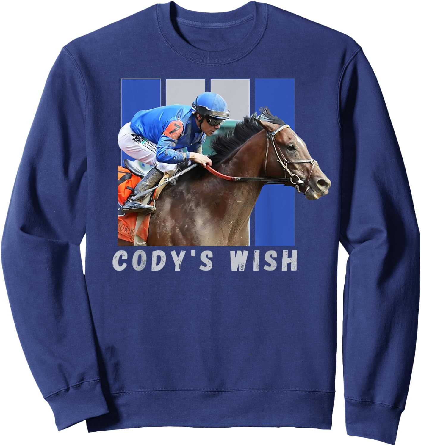 Cody's Wish Horse Racing Thoroughbred, Del Mar, Santa Anita Sweatshirt - Sweatshirt | Navy