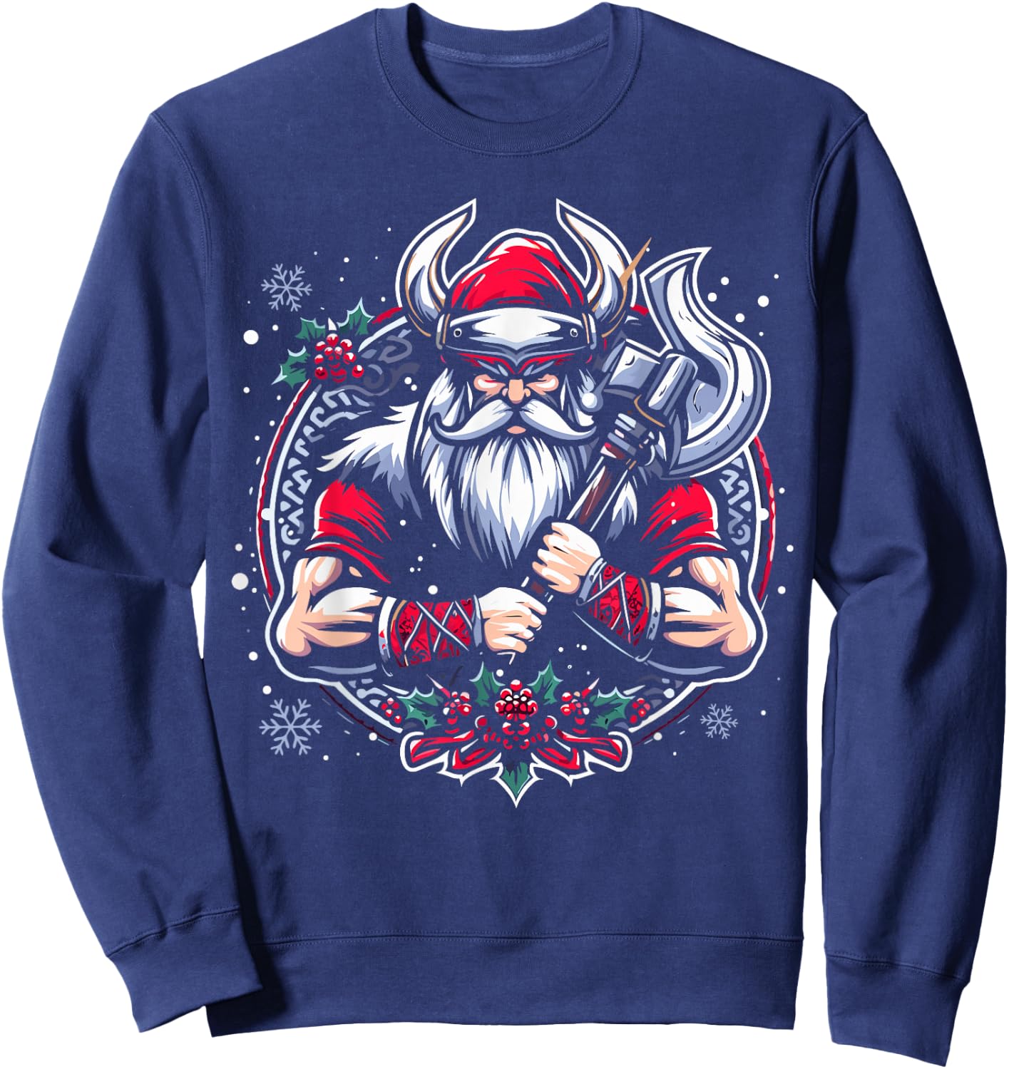 Christmas Santa Viking Scandinavia Warrior Nordic Decoration Sweatshirt - Sweatshirt | Navy