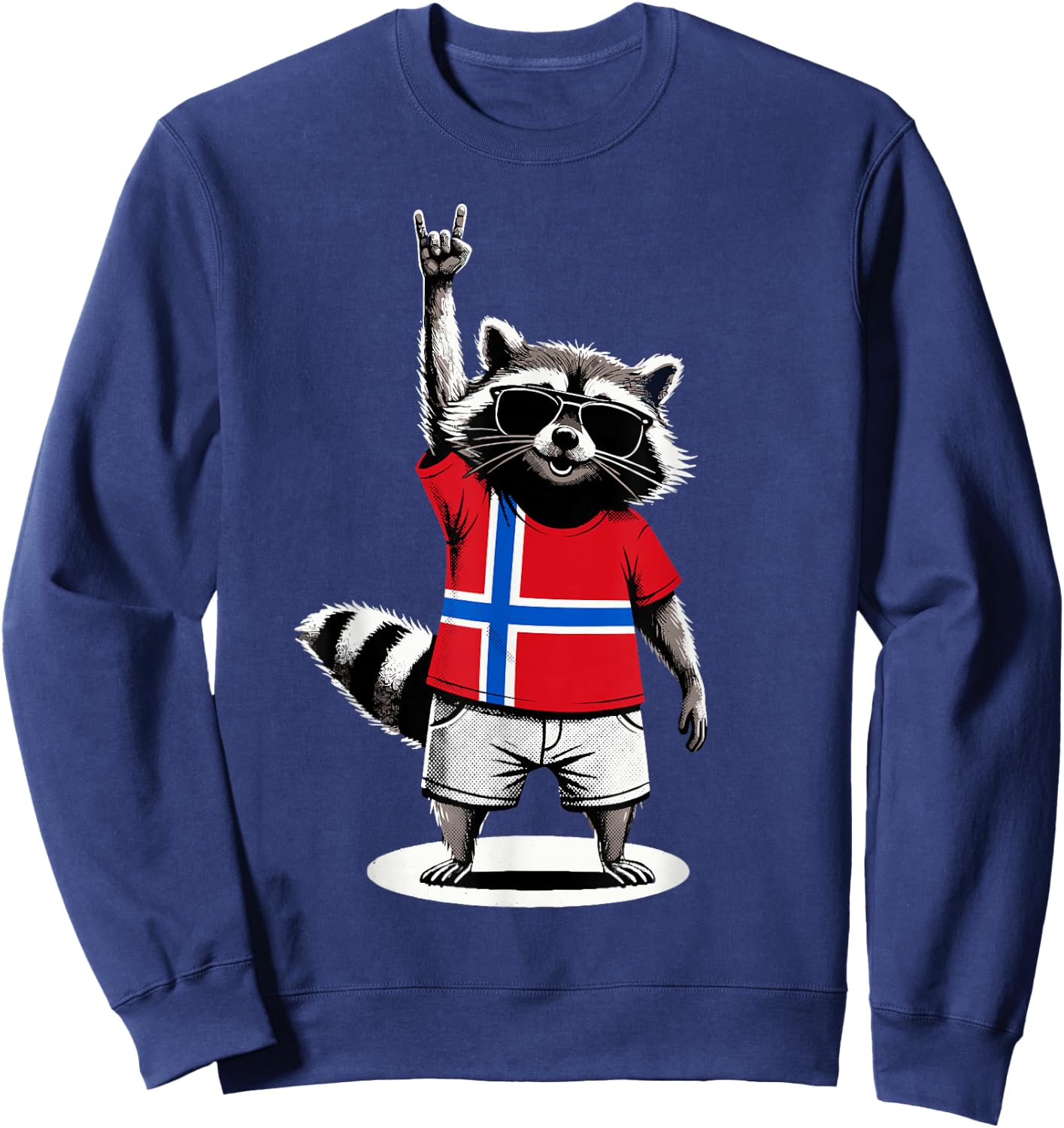 Norwegian Flag Raccoon Funny Norway Sweatshirt - Sweatshirt | Navy