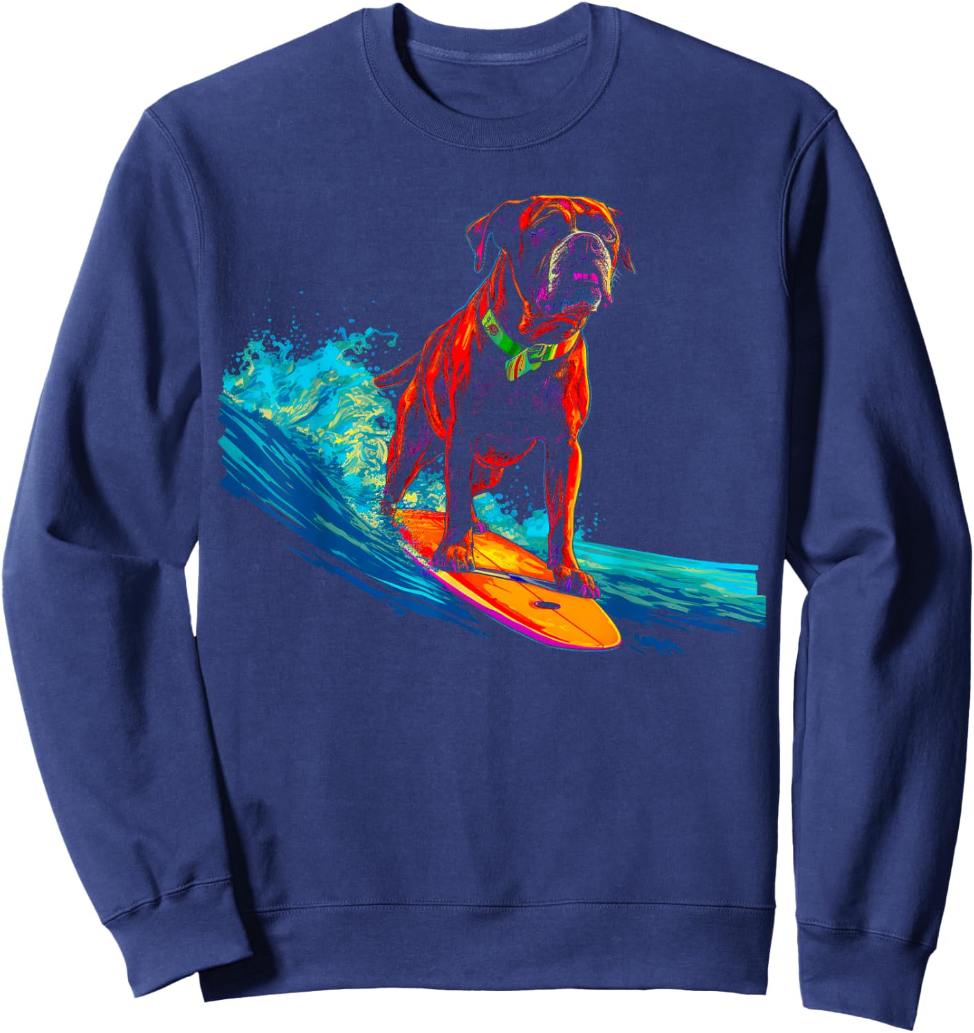 Boxer Dog Surf Sweatshirt - Sweatshirt | Navy
