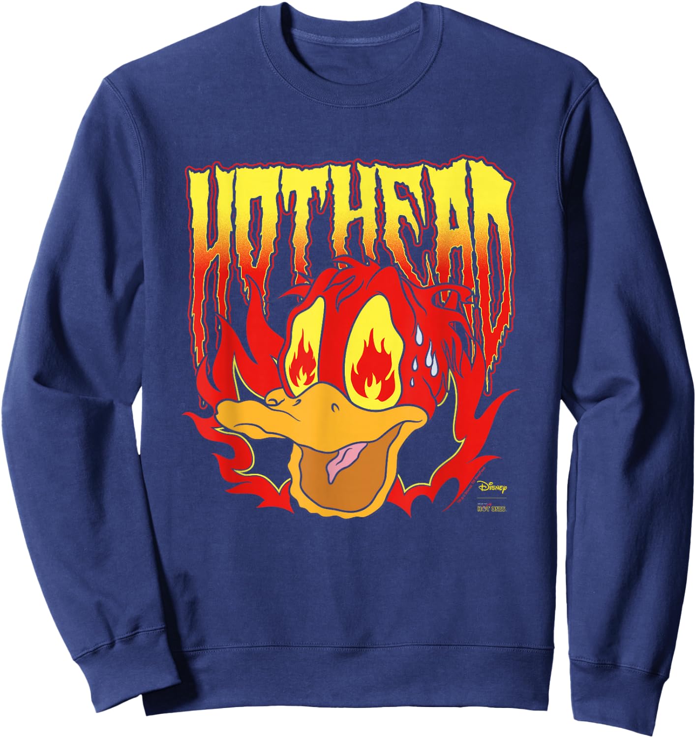 Disney Hot Ones Donald Duck Hothead Melting Face Vintage Sweatshirt - Sweatshirt | Navy