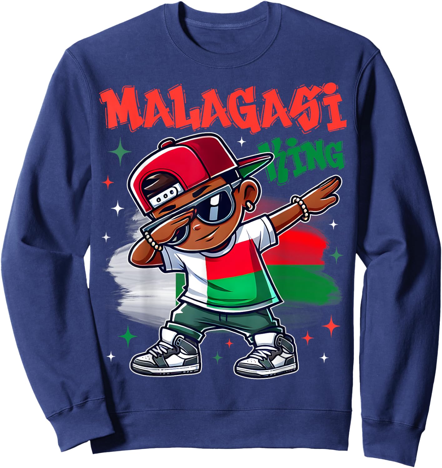 Malagasi King Flag Dabbing of Madagascar Pride for Kids Sweatshirt - Sweatshirt | Navy