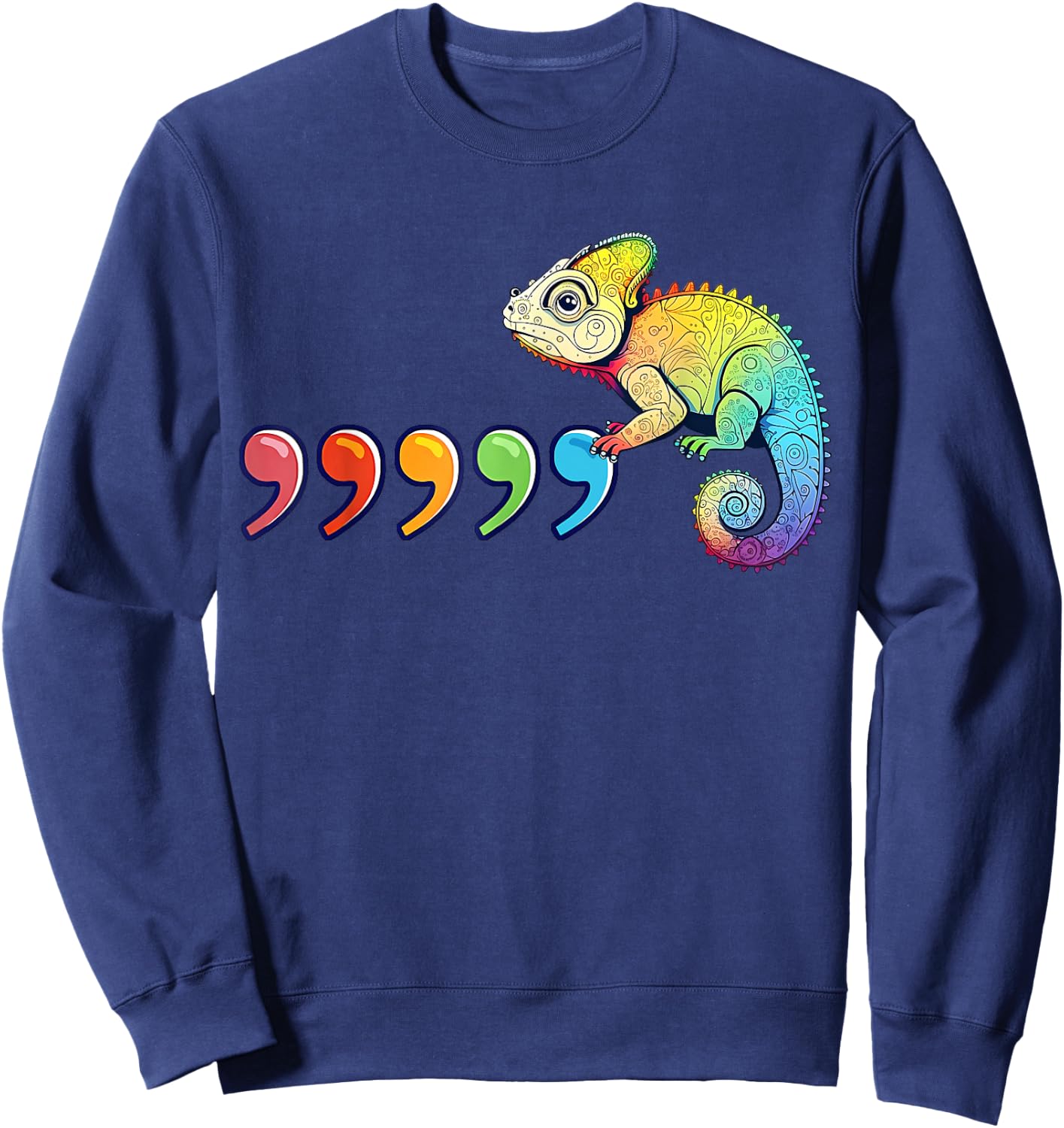 Comma Chameleon Funny 80's Throwback Sweatshirt - Sweatshirt | Navy
