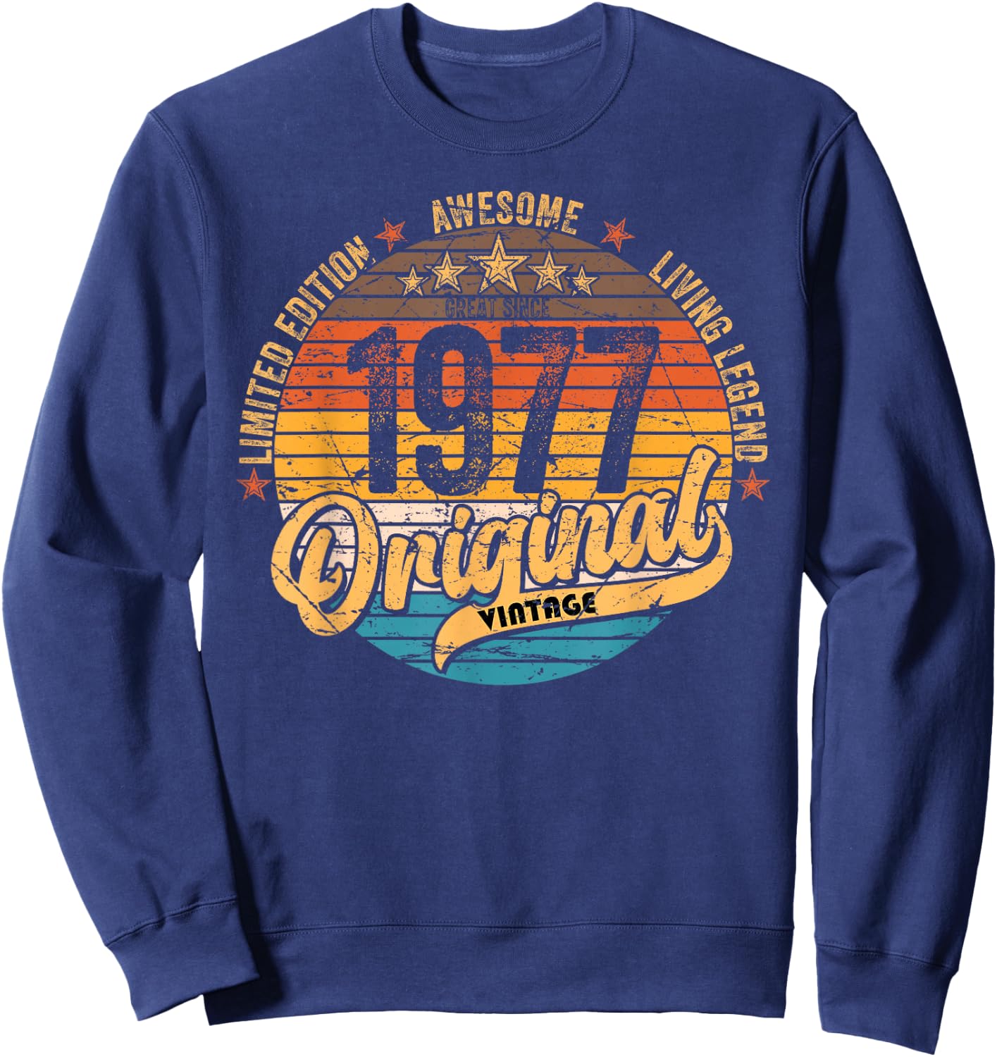 1977 Vintage Birthday Retro Vintage Men Women Gift , black Sweatshirt - Sweatshirt | Navy