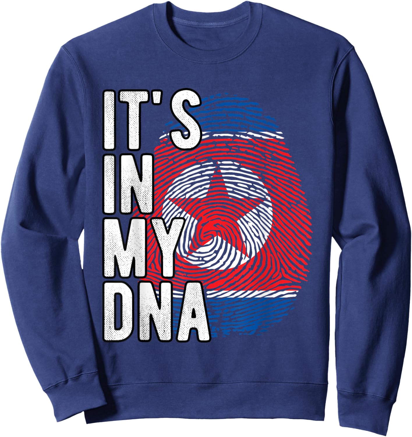 Funny it's in my DNA North Korea Flag Fingerprint , Black, S Sweatshirt - Sweatshirt | Navy