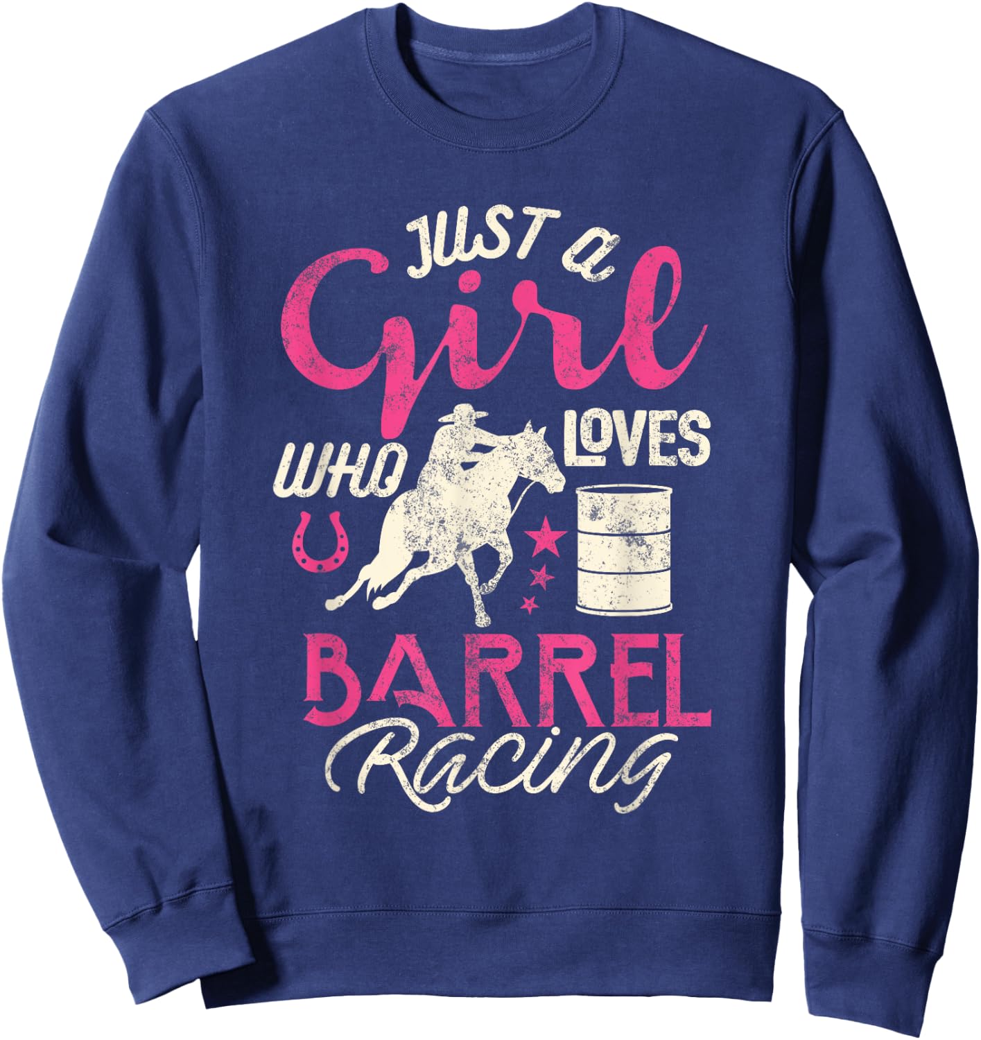Barrel Racer Girl Shirt Just Girl Loves Barrel Racing Kids Sweatshirt - Sweatshirt | Navy
