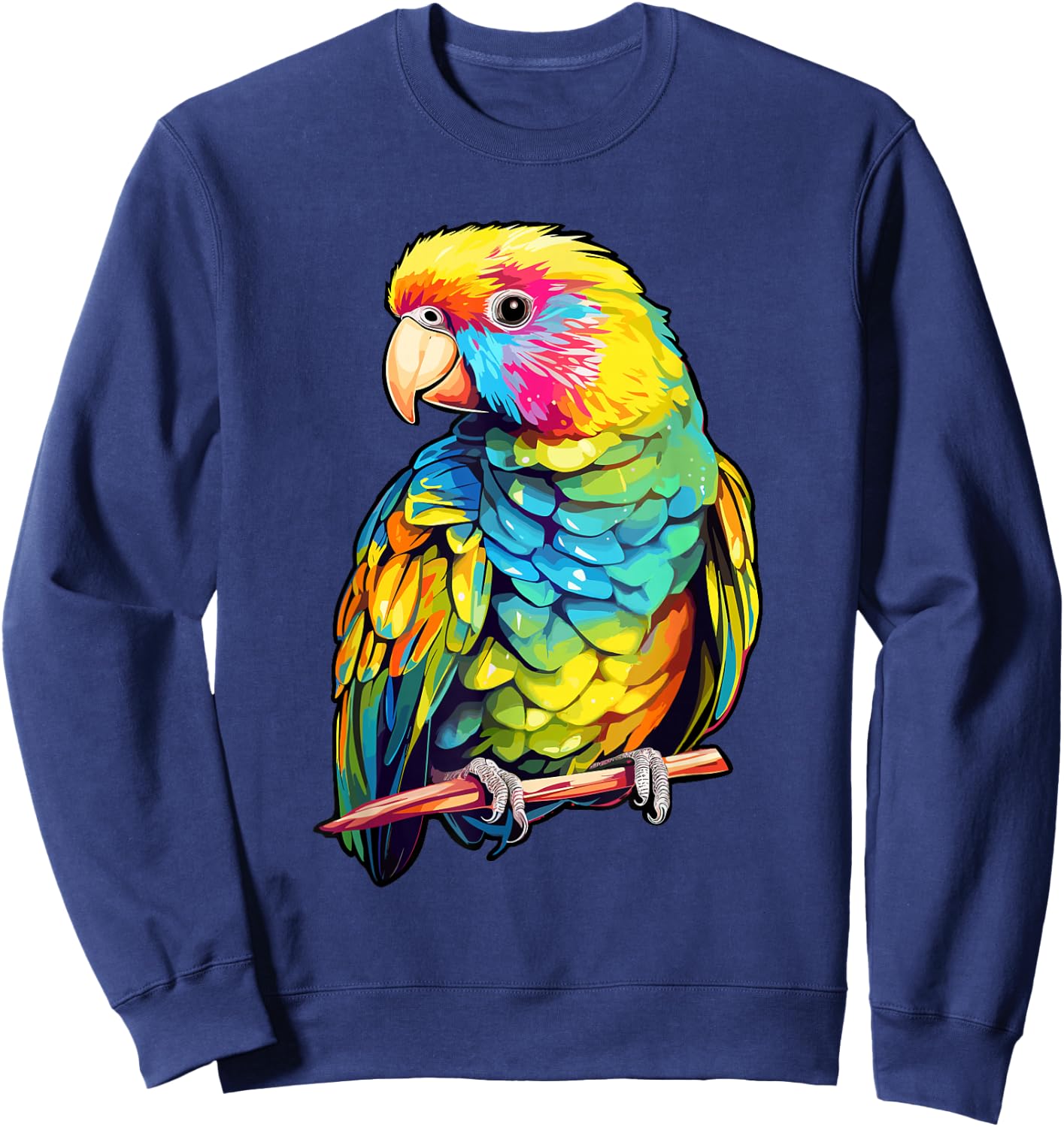 Colorful Parakeet Bird Lover Tie-Dye Budgerigar Budgie Sweatshirt - Sweatshirt | Navy