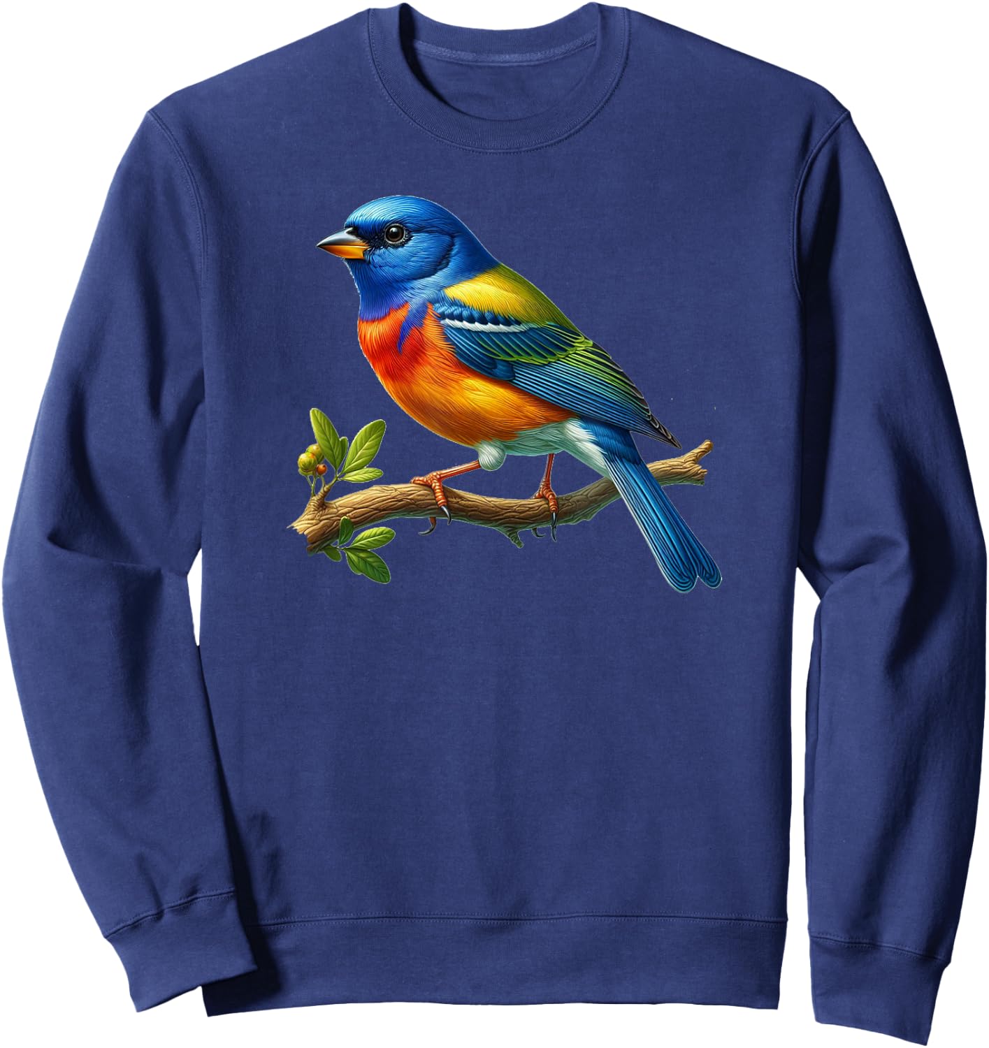 Bird Series. Painted Bunting. Sweatshirt - Sweatshirt | Navy
