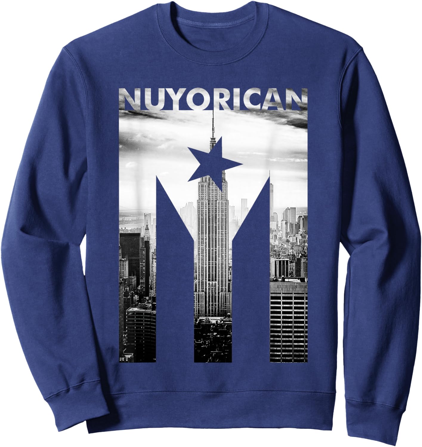 Nuyorican Flag of Puerto Rico print Sweatshirt - Sweatshirt | Navy