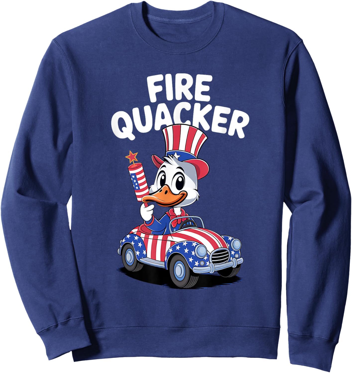 Firequacker Fourth of July Patriotic USA 4th of July Sweatshirt - Sweatshirt | Navy