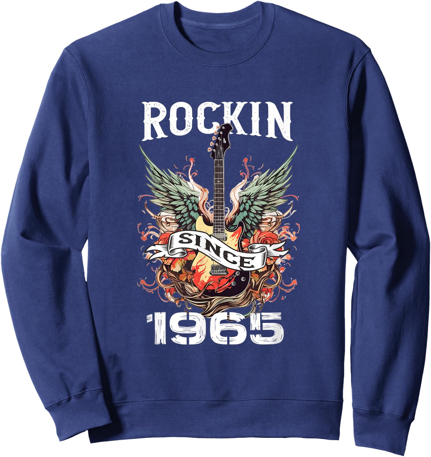 Rockin Since 1965 Classic Rock Guitar Year Of Birth Birthday Sweatshirt - Sweatshirt | Navy