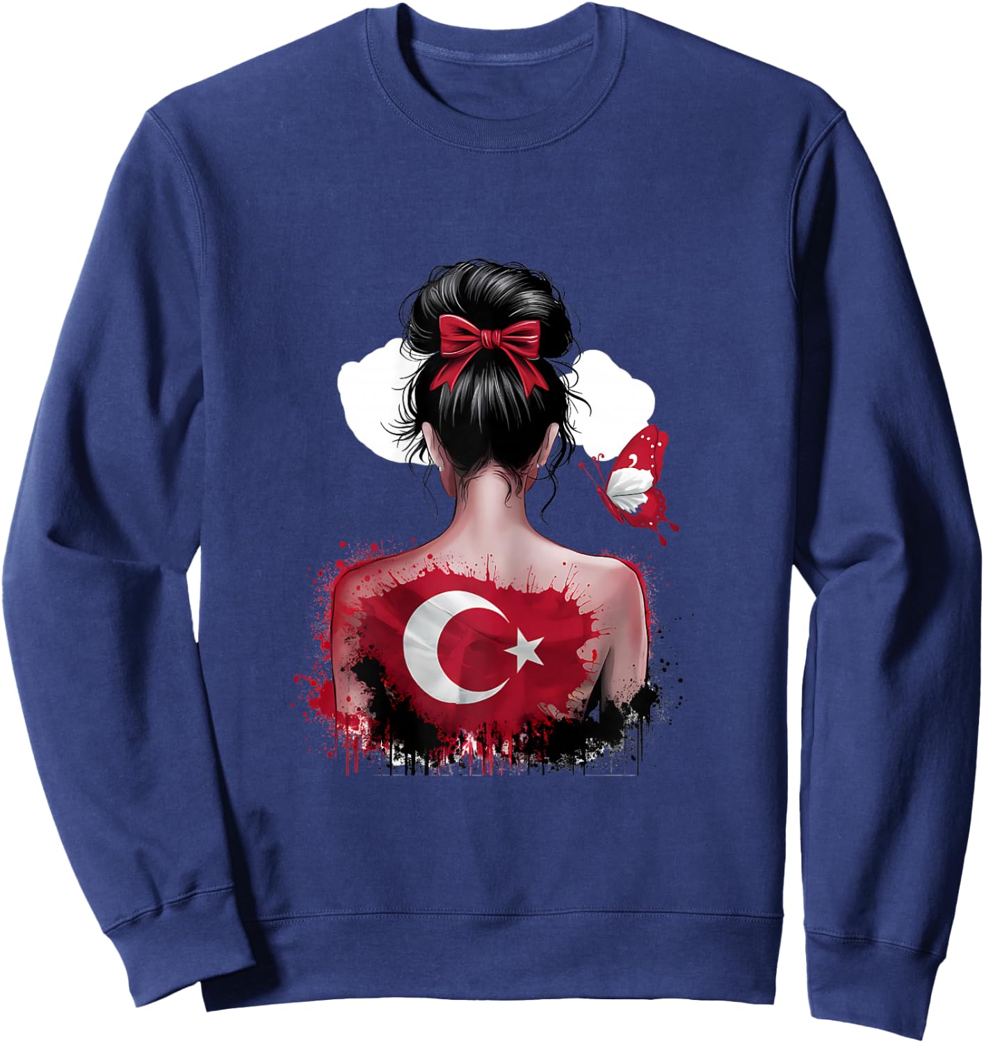 Turkish Girl Türkisches Mädchen Türkiye Flagge Damen 2024 Sweatshirt - Sweatshirt | Navy
