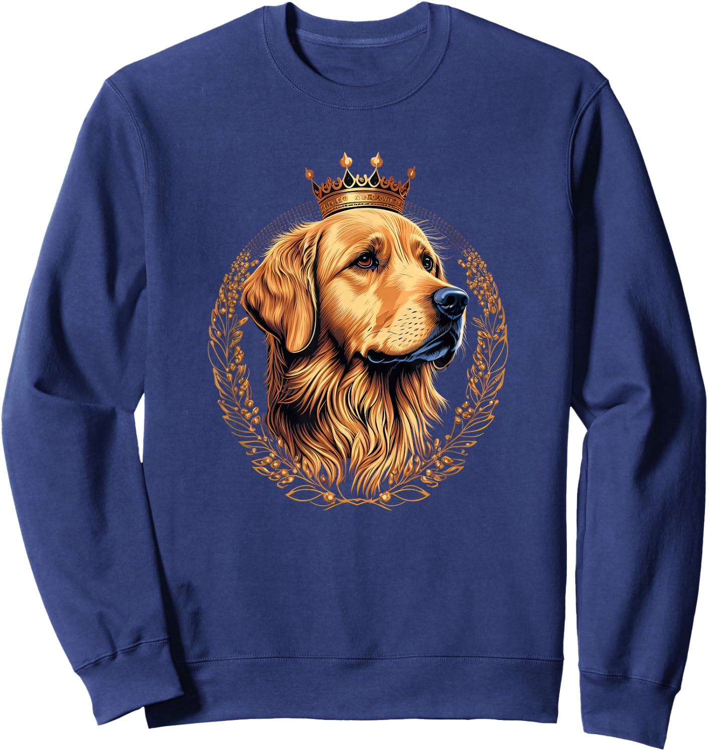 Funny Golden Retriever with a Golden Crown Sweatshirt - Sweatshirt | Navy