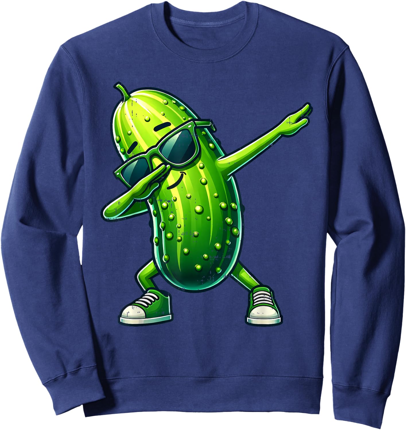 Pickle Dabbing Funny Dancing Cucumber Boys Girls Kids , Black, S Sweatshirt - Sweatshirt | Navy