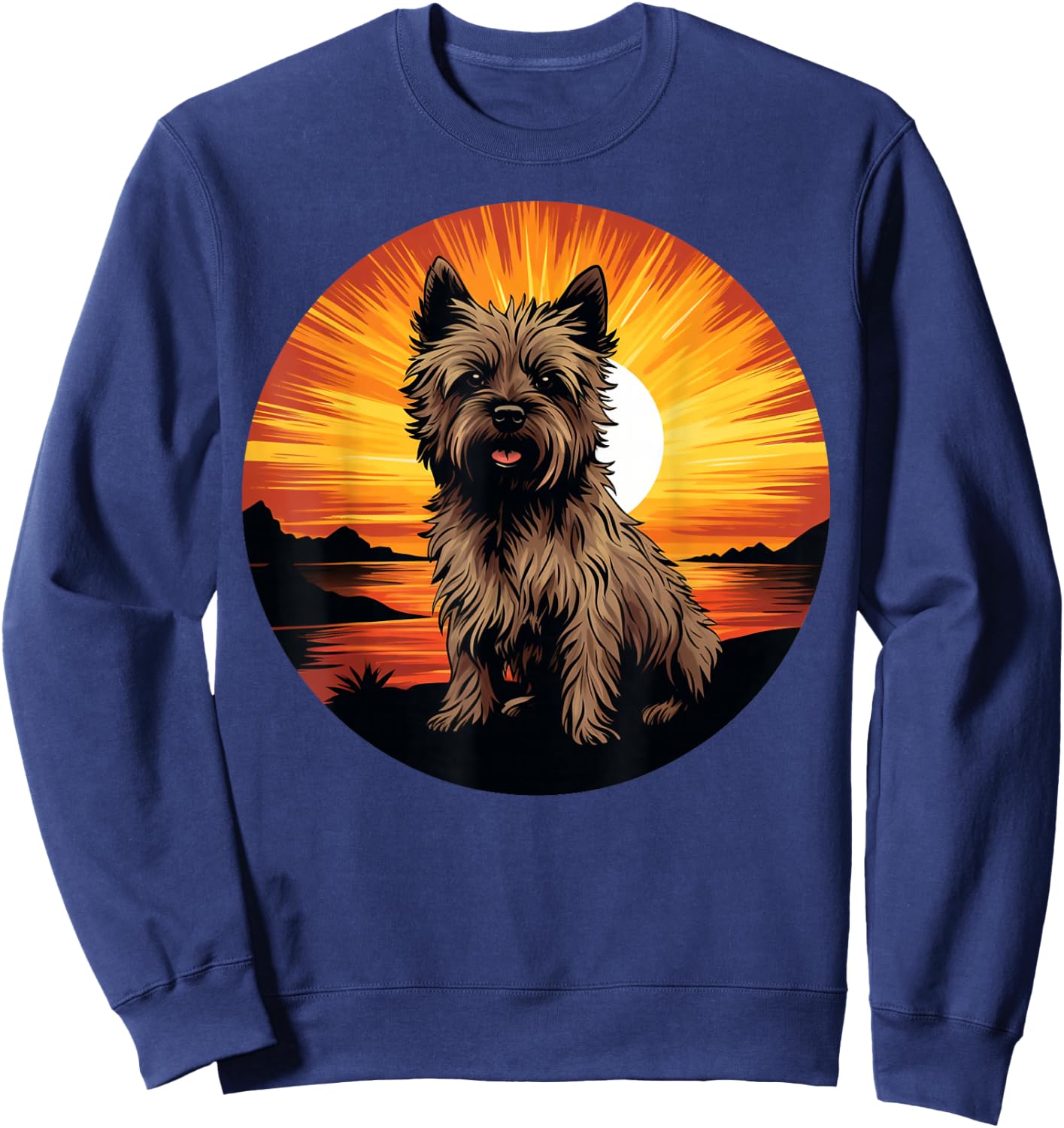 Retro Vintage Cairn Terrier Dog Sunset Cairn Terrier Lover Sweatshirt - Sweatshirt | Navy