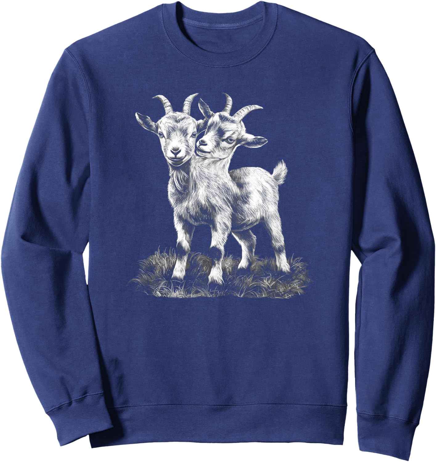 Two Headed Goat With Two Heads Creepy Goat Lovers Sweatshirt - Sweatshirt | Navy