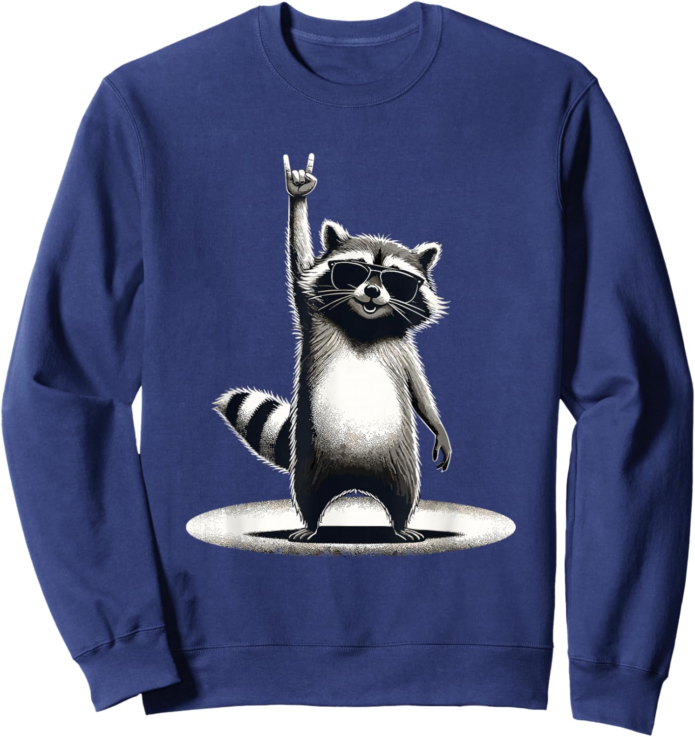 Retro Raccoon Rock Music Gift Men Children Women Funny Raccoon , black Sweatshirt - Sweatshirt | Navy