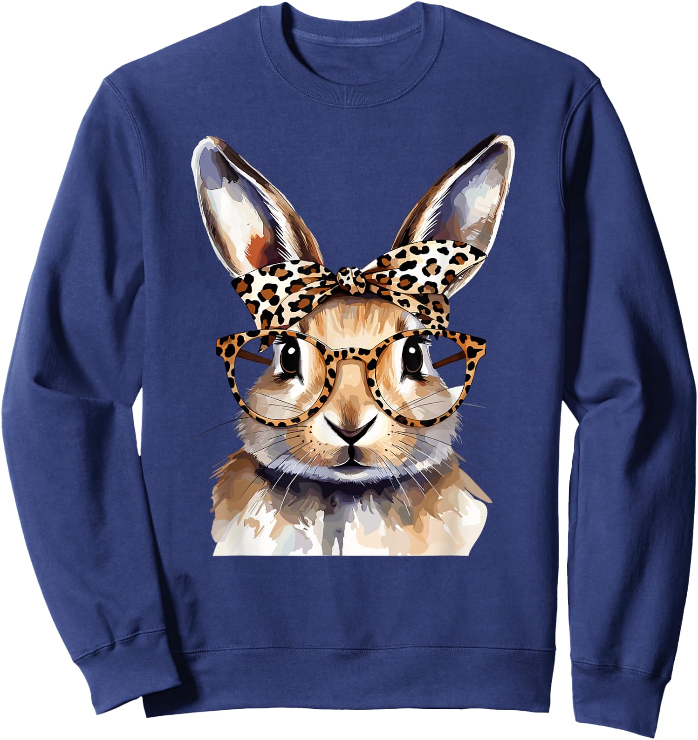 Süßer Hase mit Leoparden Brille Aquarell Kaninchen Sweatshirt - Sweatshirt | Navy