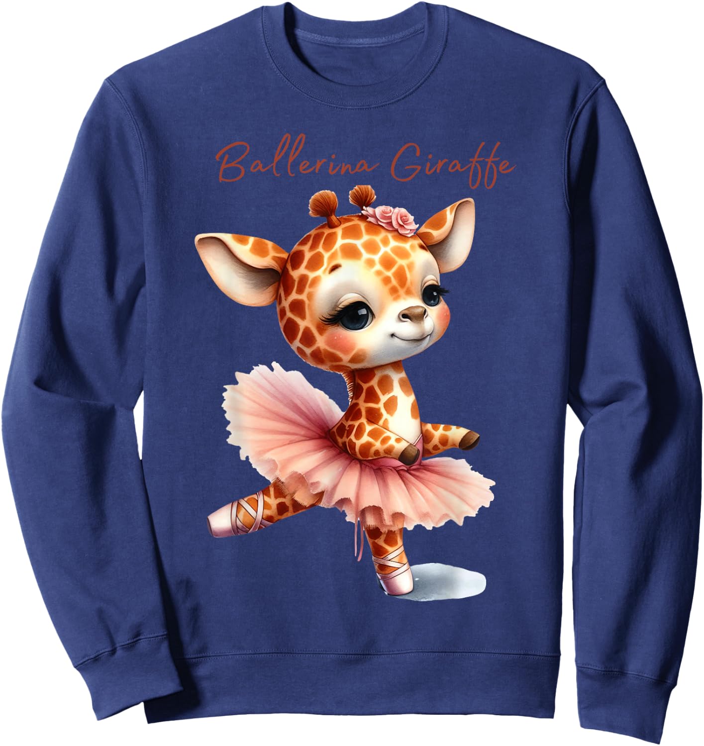 Watercolor Ballerina Giraffe Ballet Dancer Ballet Teacher Sweatshirt - Sweatshirt | Navy