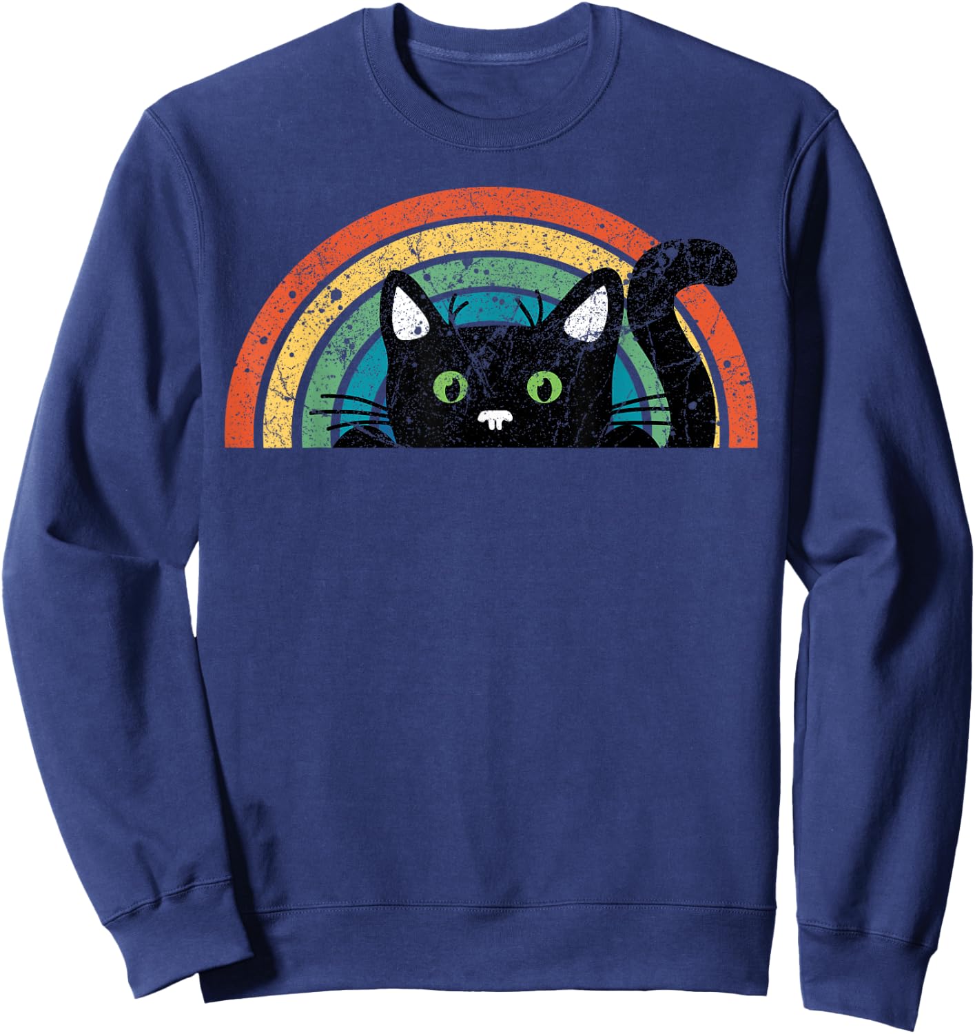Vintage Schwarze Katze Retro für Katzenliebhaber, Katzenmutter, Katzenvater Sweatshirt - Sweatshirt | Navy