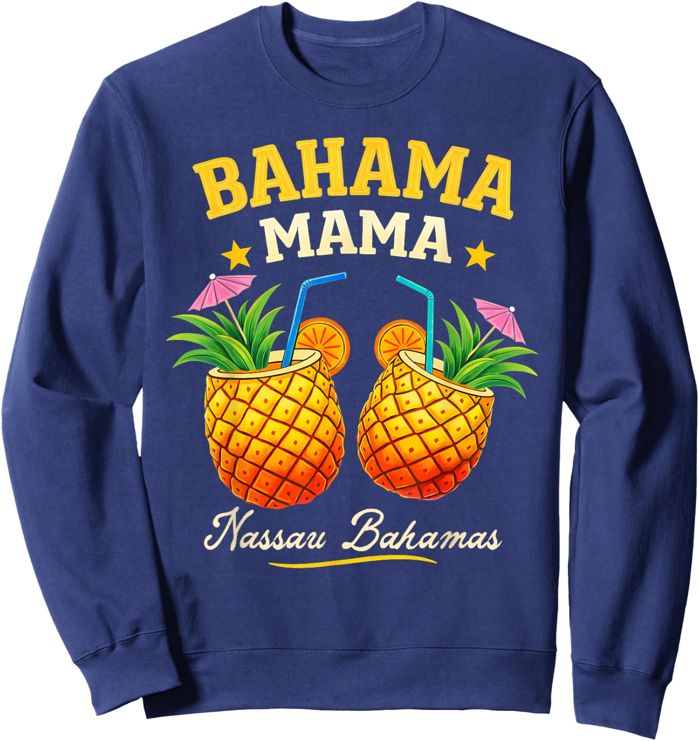 Bahama Mama Tropical Pineapple Summer Vacation Beach Sweatshirt - Sweatshirt | Navy