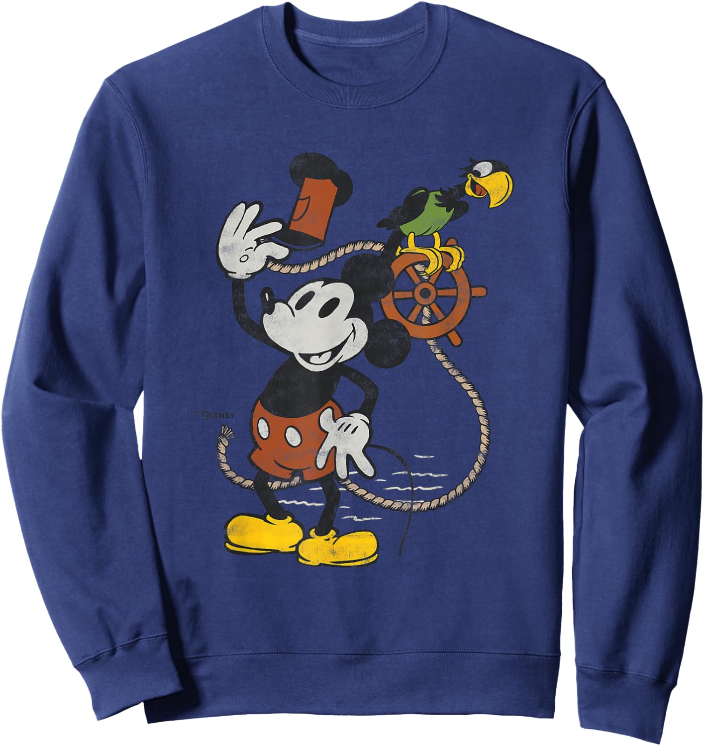 Disney 100 Mickey Mouse Steamboat Willie and Parrot D100 Sweatshirt - Sweatshirt | Navy