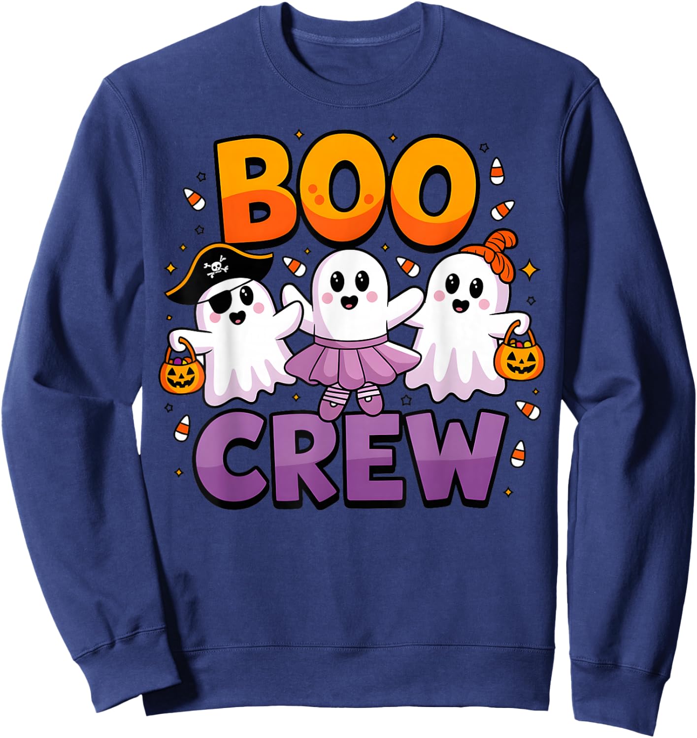 Boo Crew Cute Halloween Ghosts Matching Family Outfit Sweatshirt - Sweatshirt | Navy