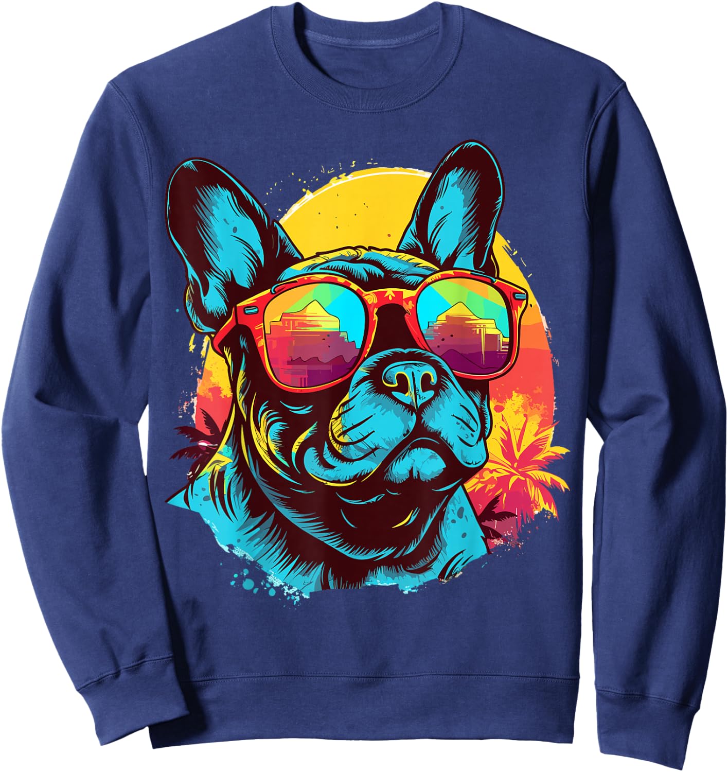 Watercolor French Bulldog Women Kids Sweatshirt - Sweatshirt | Navy