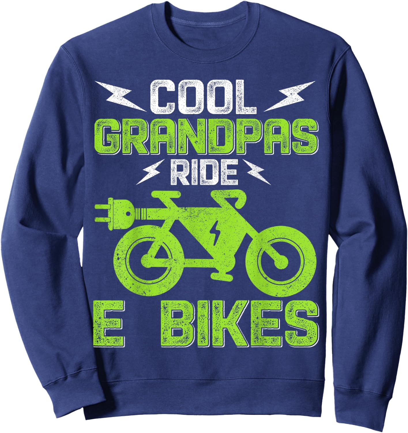 Cool Grandpas Ride E-Bikes E-Bike Cycling Sweatshirt - Sweatshirt | Navy