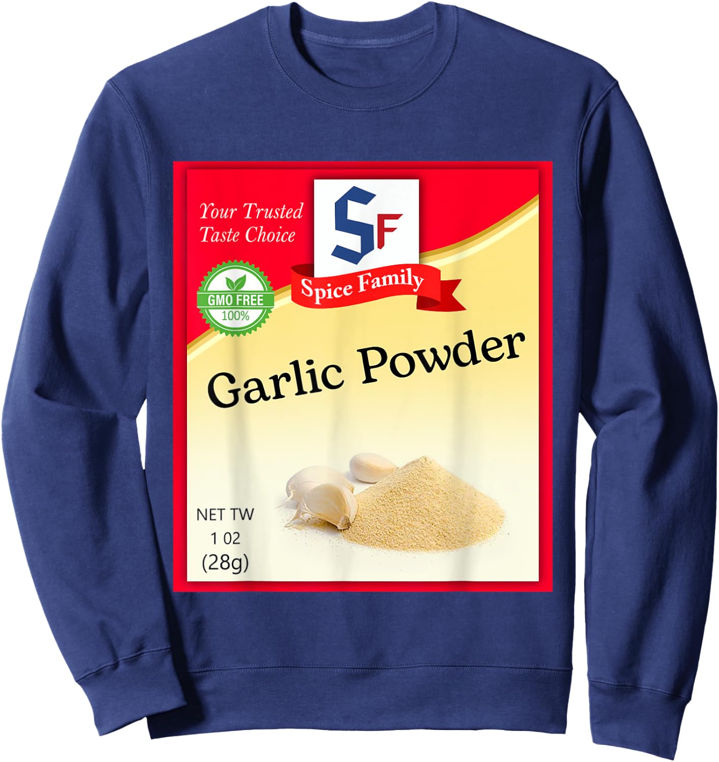 Garlic Powder Condiment Costume Holiday Spice Costumes Sweatshirt - Sweatshirt | Navy