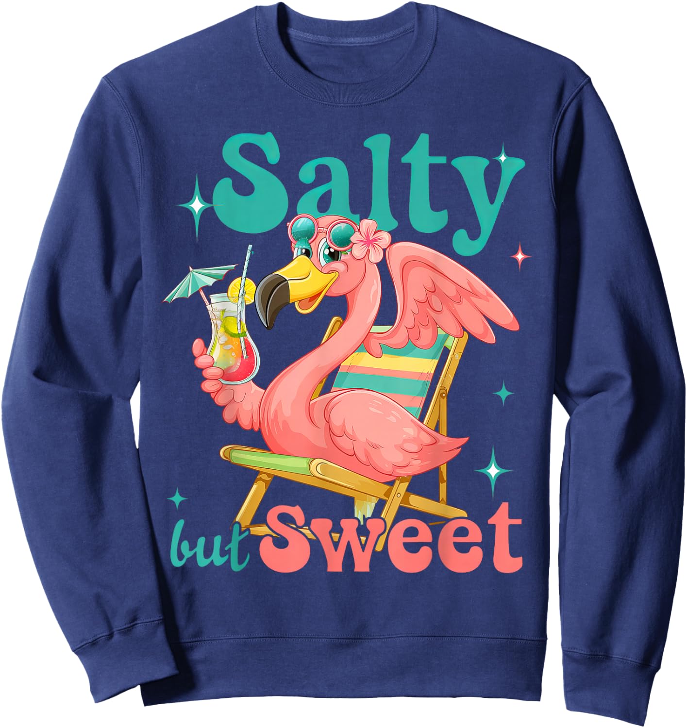 Salty But Sweet Flamingo Bird Sweatshirt - Sweatshirt | Navy