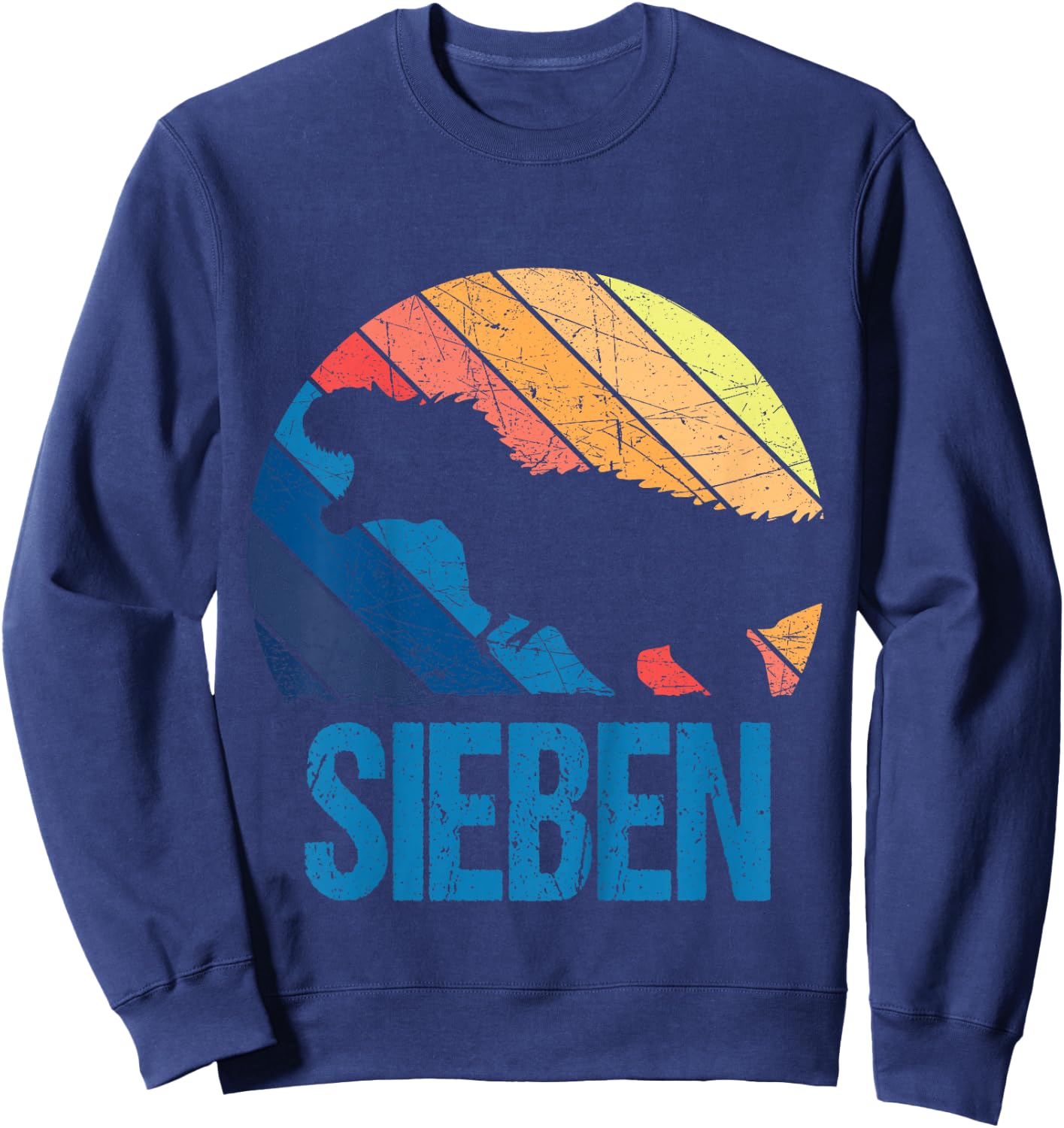 Dino 7 Jahre | Dinosaurier | 7. Geburtstag Junge Dino-Fan Sweatshirt - Sweatshirt | Navy