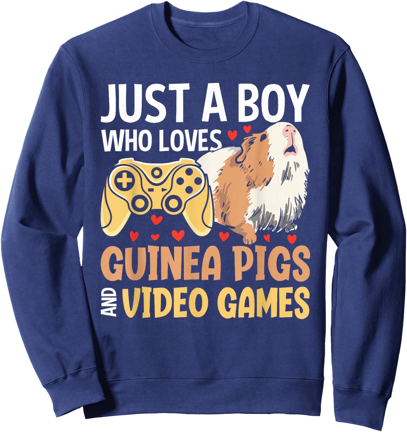 Just a Boy Who Loves Guinea Pigs and Video Games Gaming Sweatshirt - Sweatshirt | Navy
