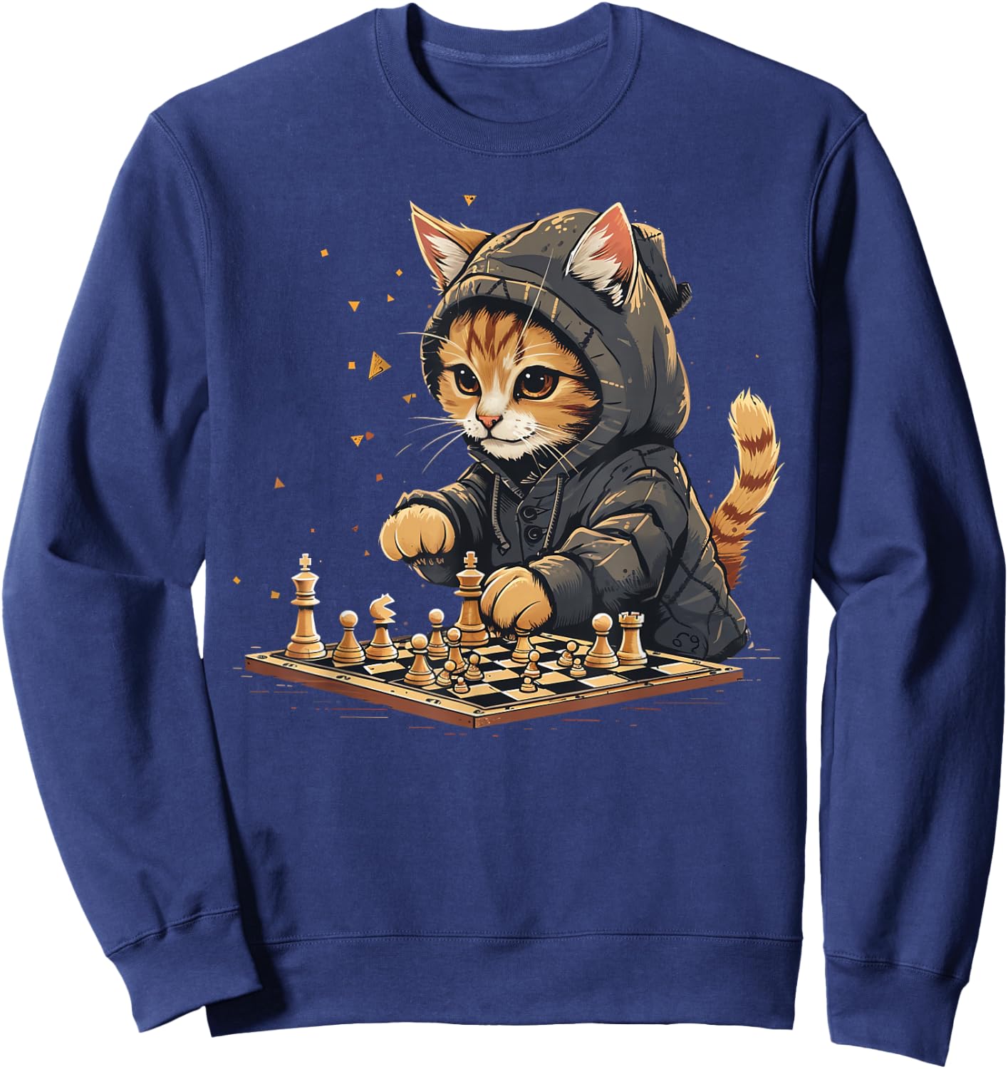 Chess Men's Women's & Children's Cat Chess Player Sweatshirt - Sweatshirt | Navy