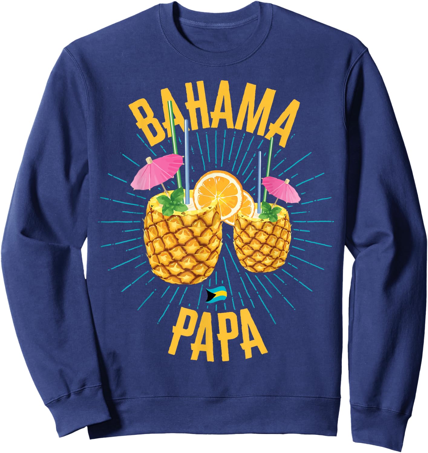 Bahamas Family PaPa Cruise Vacation Beach Bahamian Flag Sweatshirt - Sweatshirt | Navy